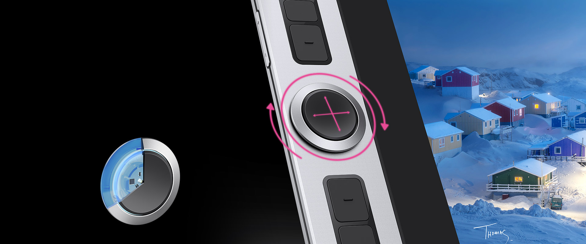 XP-Pen Innovator 16 drawing Display features both a mechanical and a virtual wheel